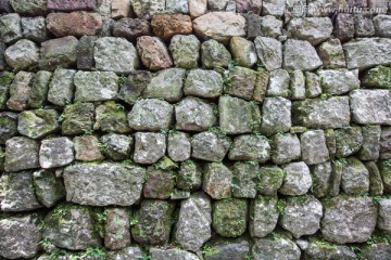 绿草石墙