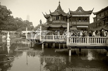 上海城隍庙 黑白老照片