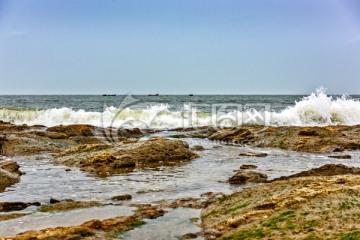 大海 礁石 浪花