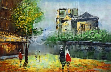 油画 欧洲小镇