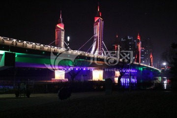 北京通州运河玉带河桥夜景