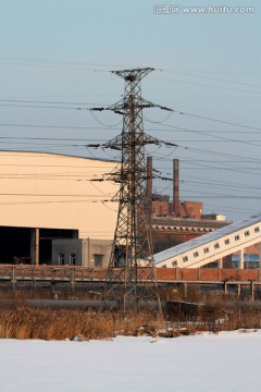 电塔 黄昏 工业生产 电力