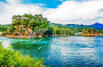 楠溪江狮子岩 山水风光