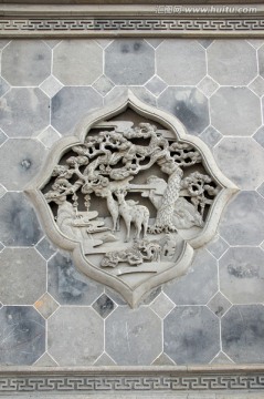 中式古建筑砖雕影壁墙 高官厚禄