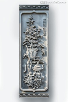 中式吉祥图案砖雕 花开富贵
