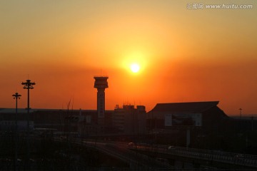 夕阳黄昏 沈阳机场全景