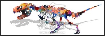 恐龙骨架抽象装饰画