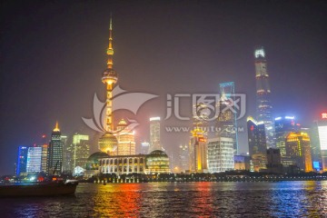 外滩夜景 陆家嘴建筑群