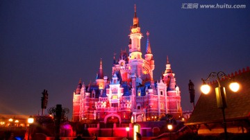迪士尼乐园夜景 城堡