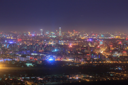 西山远眺北京城西城区夜景