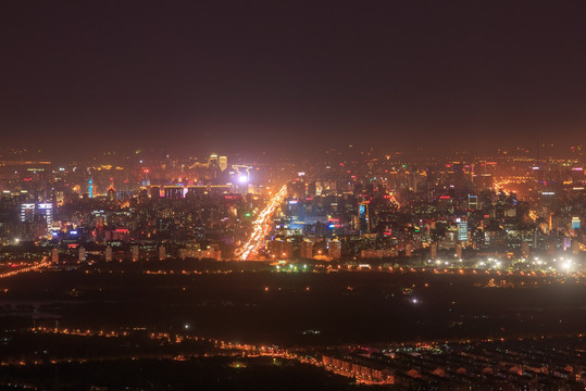 西山远眺北京城西城区夜景