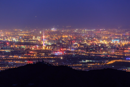 西山远眺北京城西城区夜景