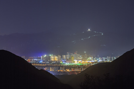 西山远眺北京城西城区夜景