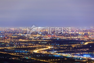 西山远眺北京城西城区夜景