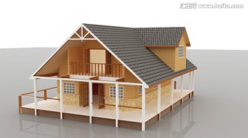 吊脚木屋模型设计