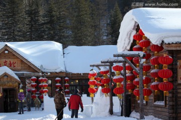 红灯笼 节日 雪乡 东北