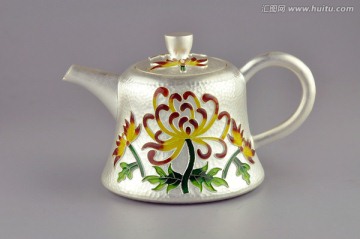 掐丝珐琅纯银茶壶