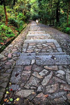 湖南 岳麓山 石台阶 石板路