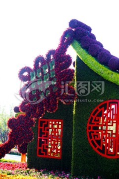 中国结 植物墙 花窗