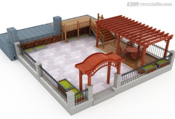 小别墅庭院模型设计
