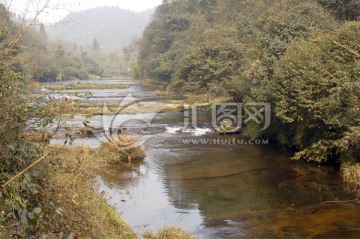 自然风光 小河溪流 清澈山溪水