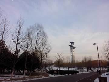 雪地里北京奥运会望天树瞭望塔