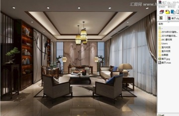 新中式客厅效果图设计