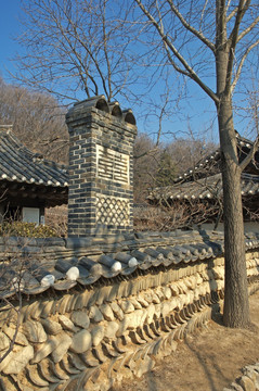 韩国制酱作坊 土灶和烟囱
