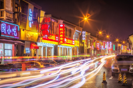 杭州高银街商业街夜景