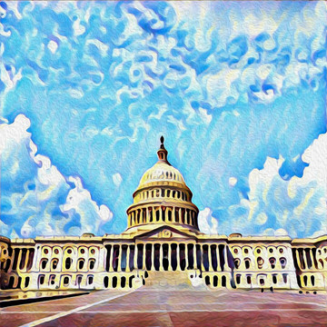 美国国会大厦装饰画油画