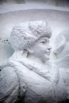 雪雕 雕塑 石油工人