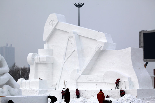 雪雕 雕塑 磕头机