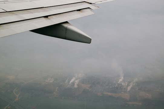 航拍成都雾霾 工业烟囱空气污染