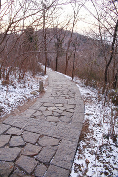 山路 小路 路边残雪