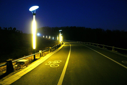 夜晚骑行道 景观道路