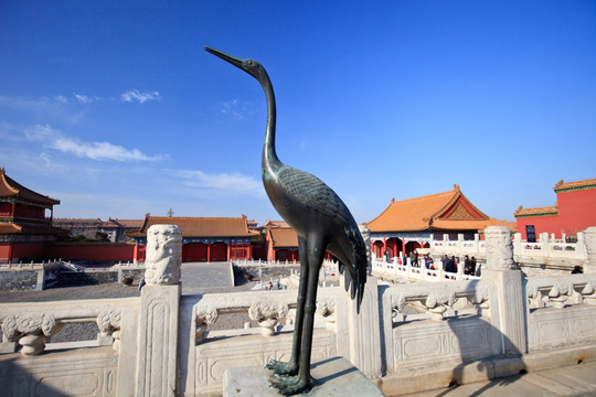 北京故宫铜鹤