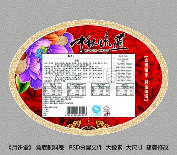 月饼包装 配料表 PSD分层图