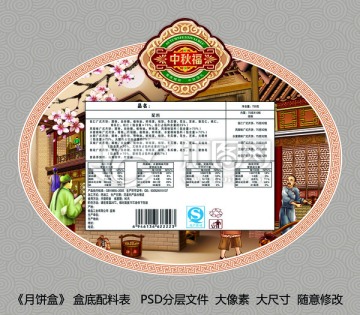 月饼包装 配料表 PSD分层图