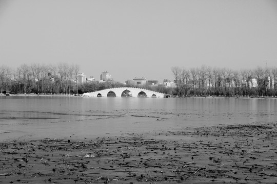 五孔拱桥   黑白