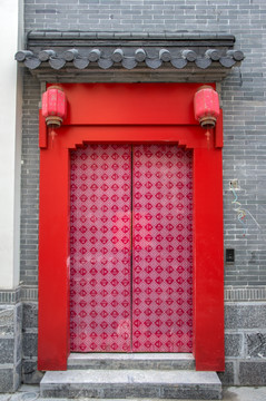 中式古建筑民居大门木门门楼