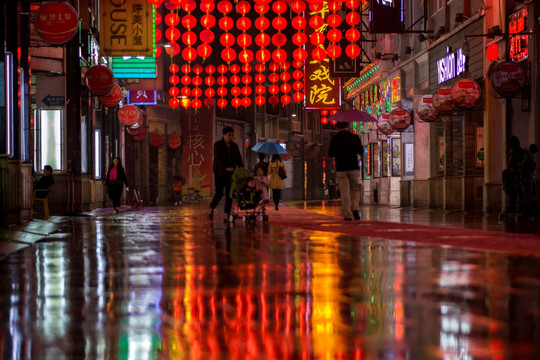 广州上下九雨夜