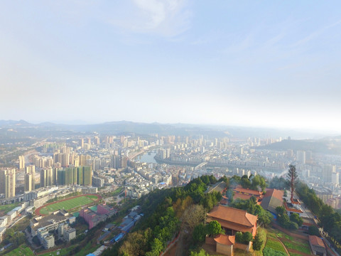 巴中市望王山鸟瞰图