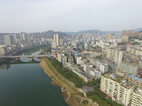 巴中滨河路鸟瞰图