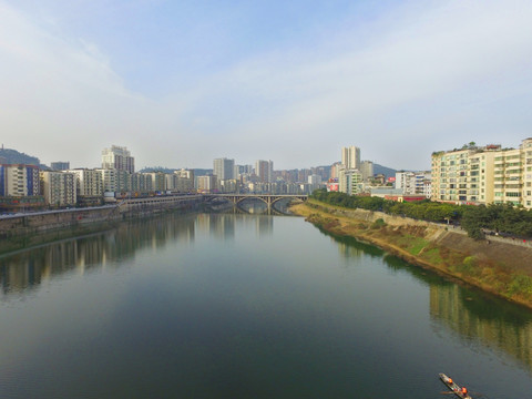 巴中滨河路鸟瞰图