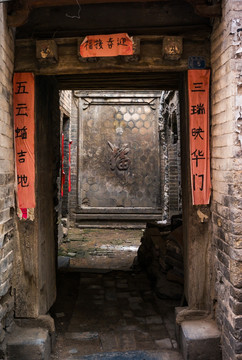 春联 中式大门 影壁