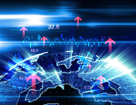 科技地球和金融箭头