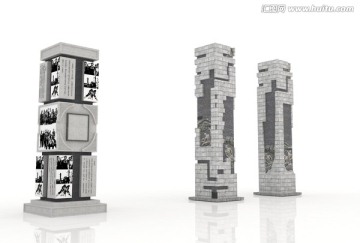 浮雕石柱模型设计
