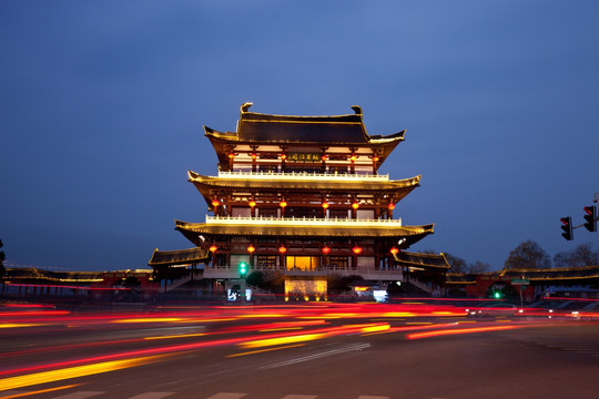 长沙杜甫江阁夜景