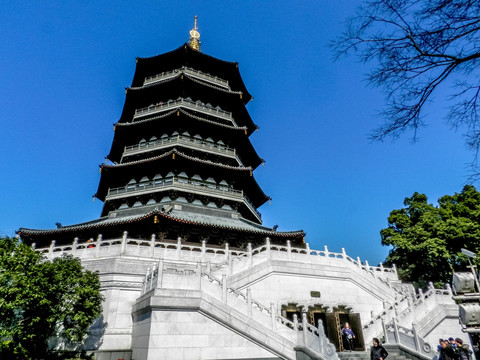 雷峰塔 寺庙 西湖风光