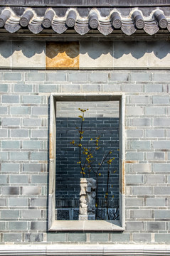 中式院墙园林窗